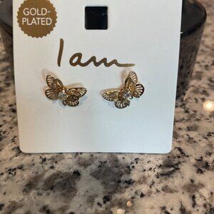 Gold Plated Butterfly Stud Earrings - Brand New